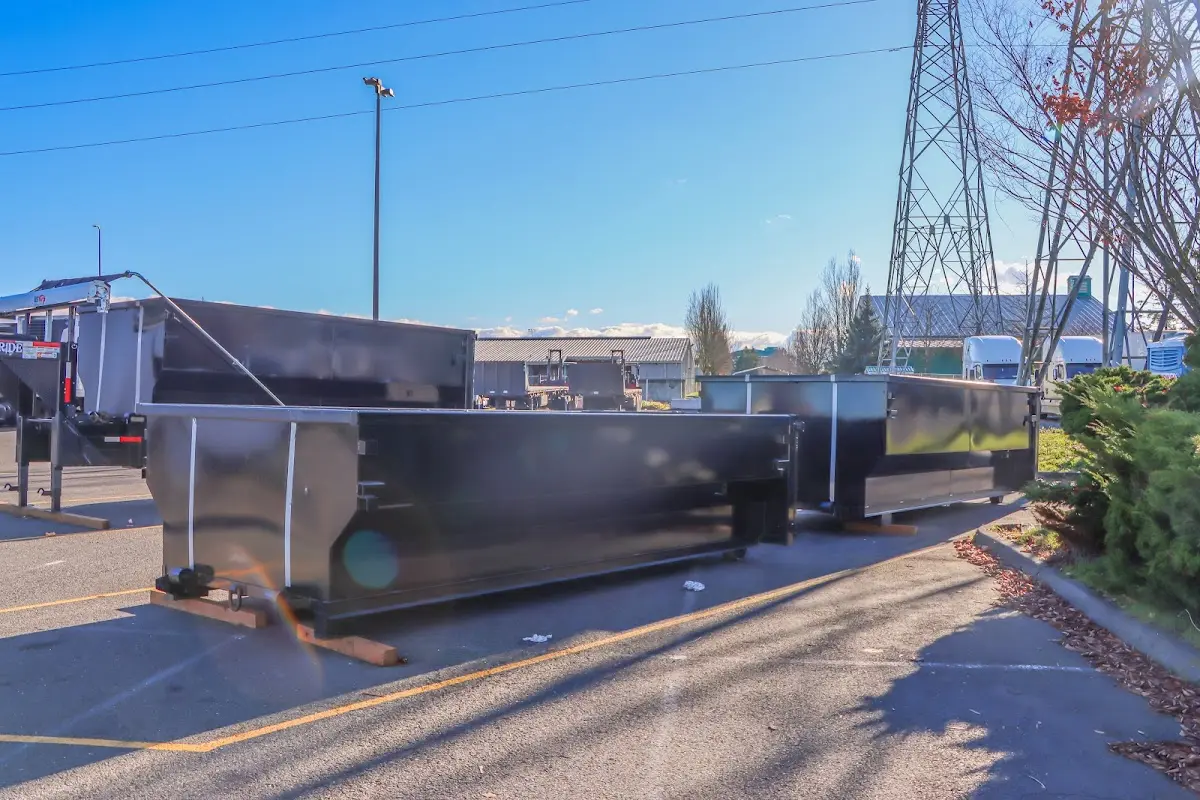 Roll-off dumpster ready for waste disposal at job site for 20 Yard Dumpster Rental in Franklin
